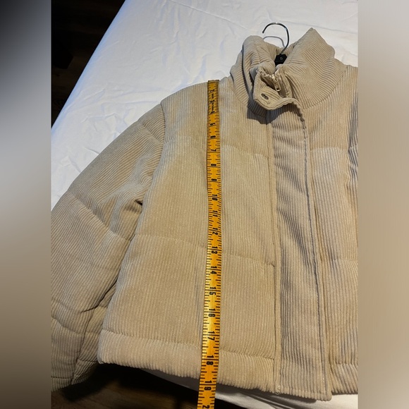 Cream Corduroy Puffer Jacket Drop Shoulder - Picture 15 of 15